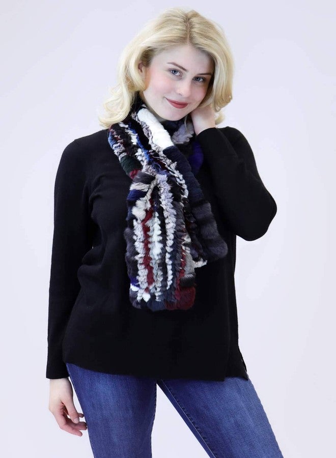surell 50" Long Rex Rabbit Pull-Through Scarf - Womens Neck Trim Scarf - Winter Collar Wrap (Multi) - Image 4
